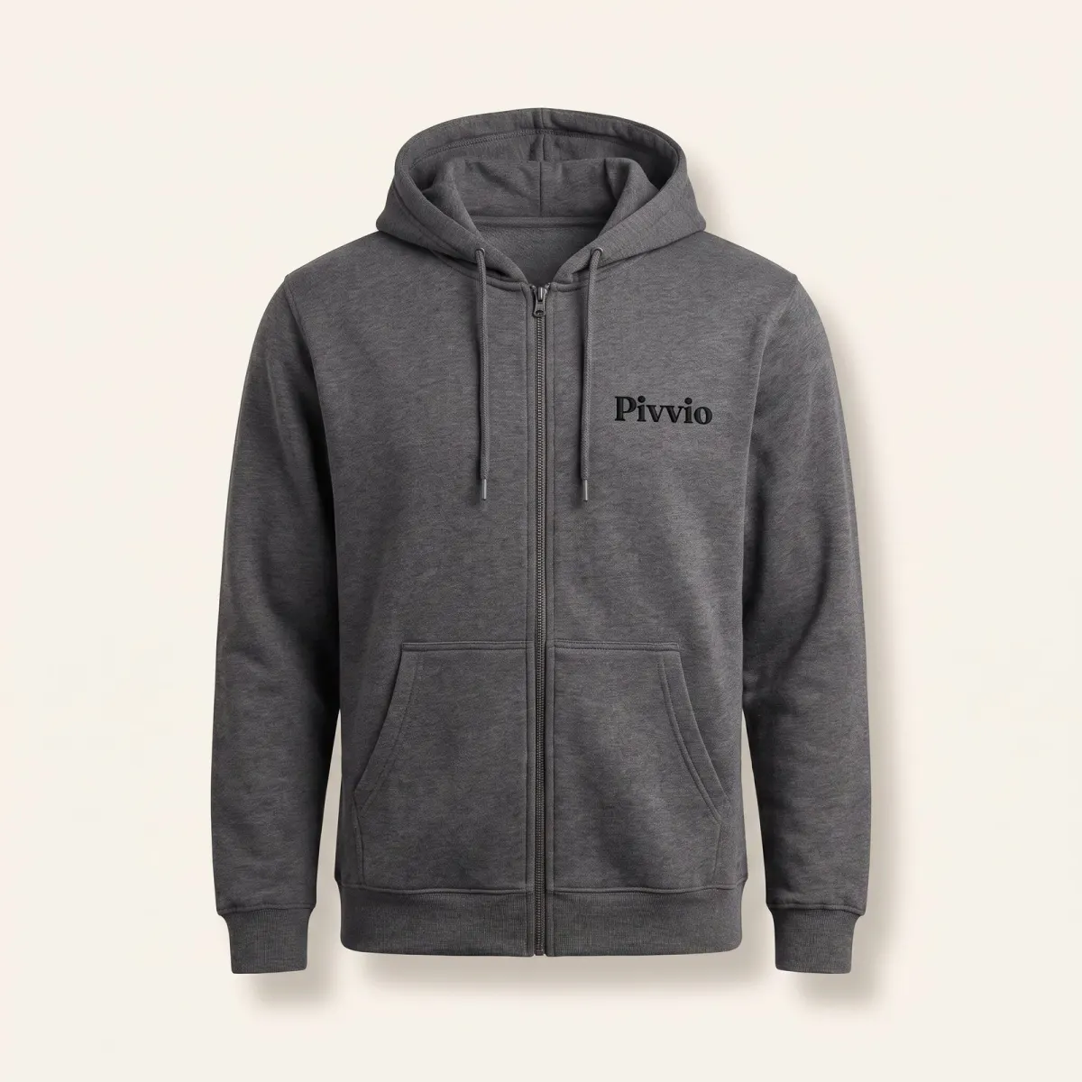 Zip hood with the Pivvio logo